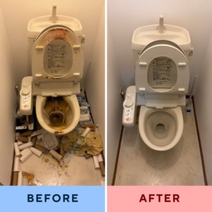 草加市のトイレクリーニング・尿石除去の清掃実績